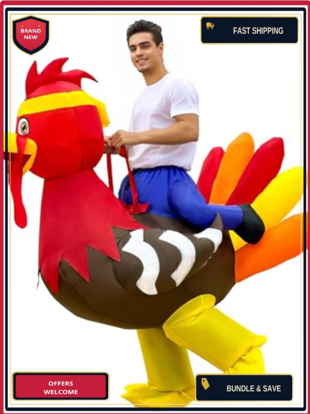 Inflatable Turkey Costume Adult One Size Polyester Thanksgiving Party Suit